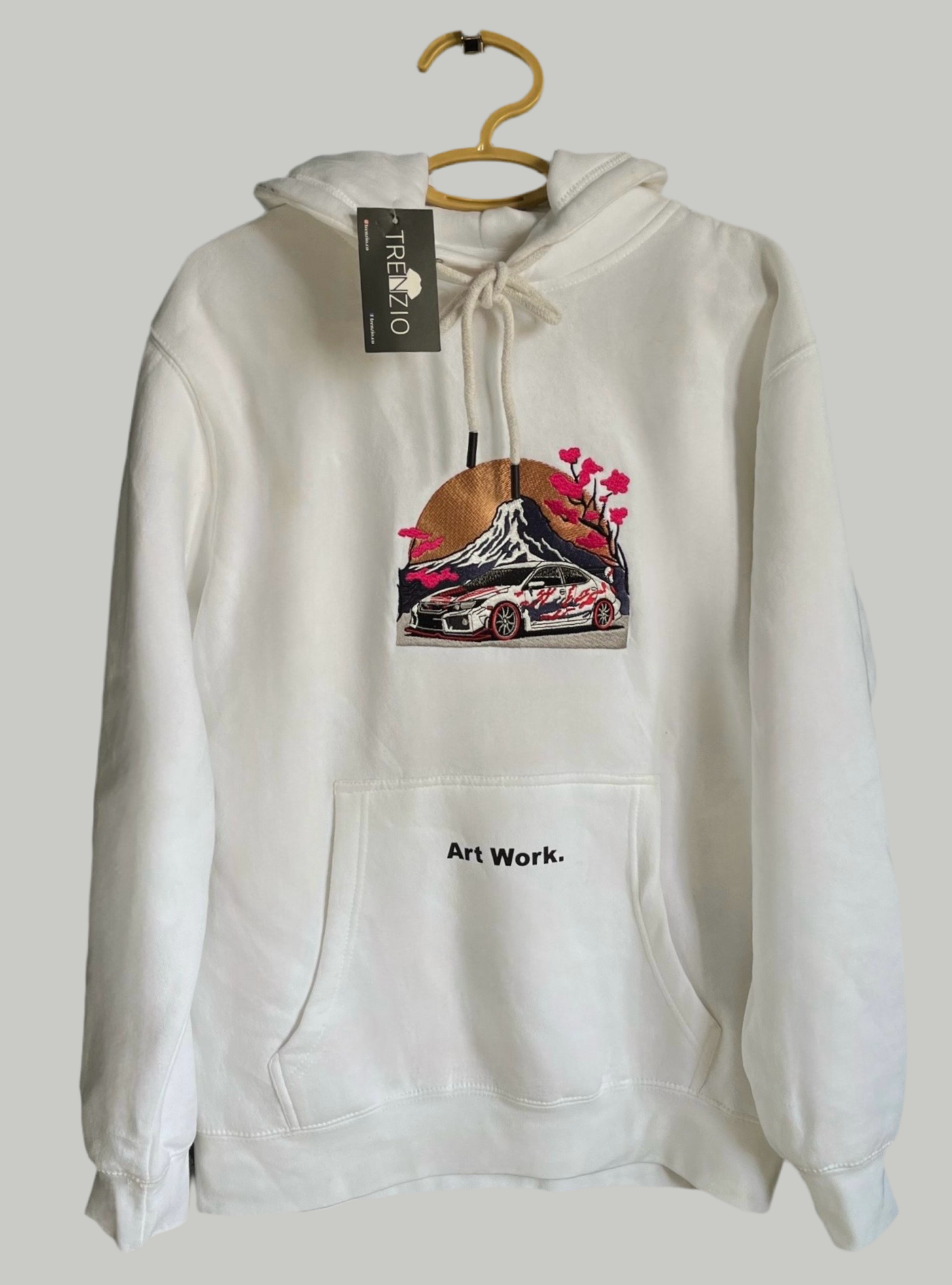 White Embroidered Hoodie